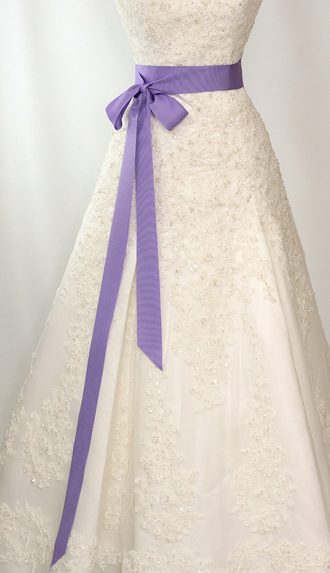Bridal Sash - Romantic Luxe Grosgrain Ribbon Sash - Wedding Sashes - Enchanted Purple -  Bridal Belt