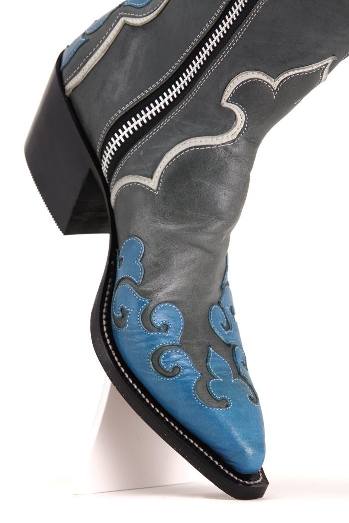 Blue and Gray Z boots