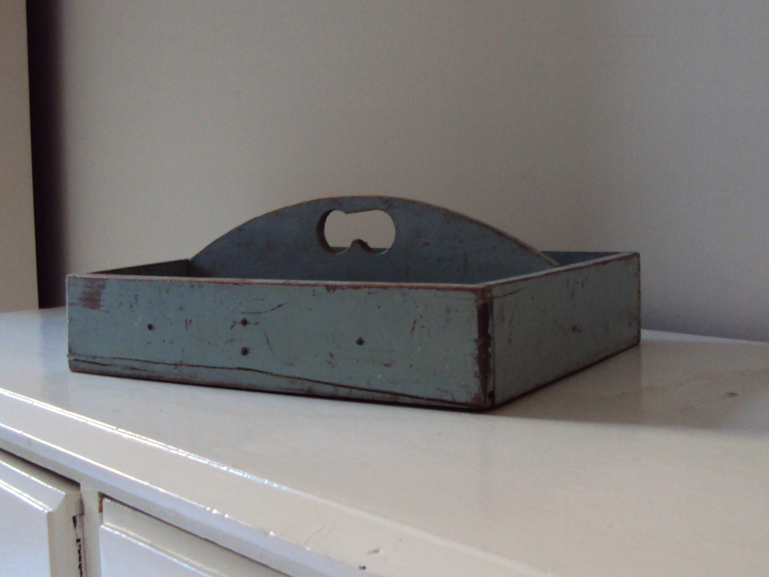 Fabulous VINTAGE divided rustic wooden box / tray / cultery holder / organiser