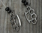Brass Knuckles Earrings, Silver Brass Knuckles Earrings, Brass Knuckles Jewelry, Knuckles Earrings, Punk Rock, Rock n Roll, Heavy Metal,