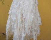 vintage inspired shabby white wrap skirt/shawl...a work of art and love...38 inches across