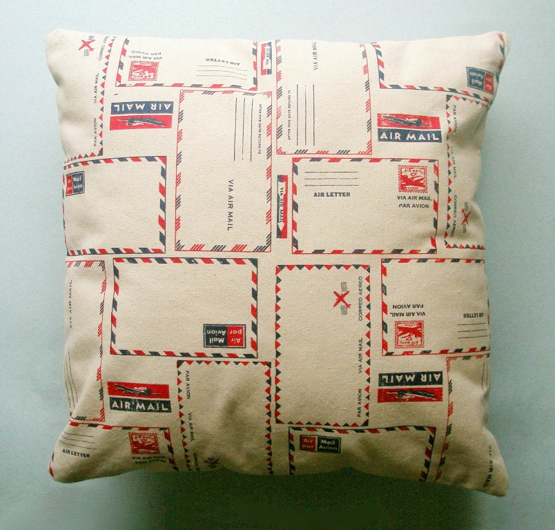 Silkscreened Air Mail Cushion