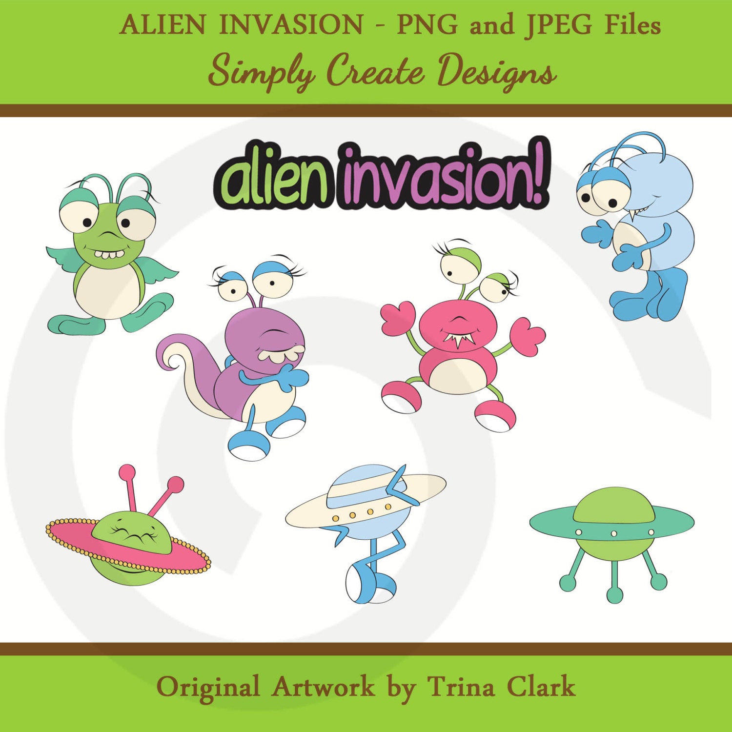 Aliens Clipart Spaceship Commercial Personal Use Il_170x135