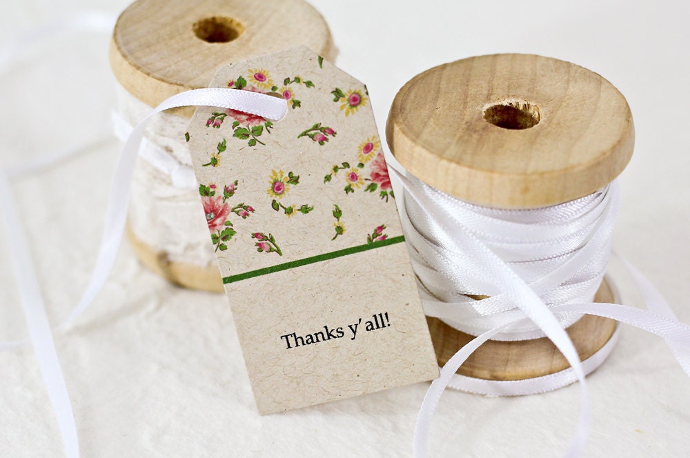 Personalized Favor Tag - Kraft Paper Tag  -  Floral Print - Rustic Wedding Favor Tag - Bridal Shower Favor Tag, Party Favor, Gift Tag