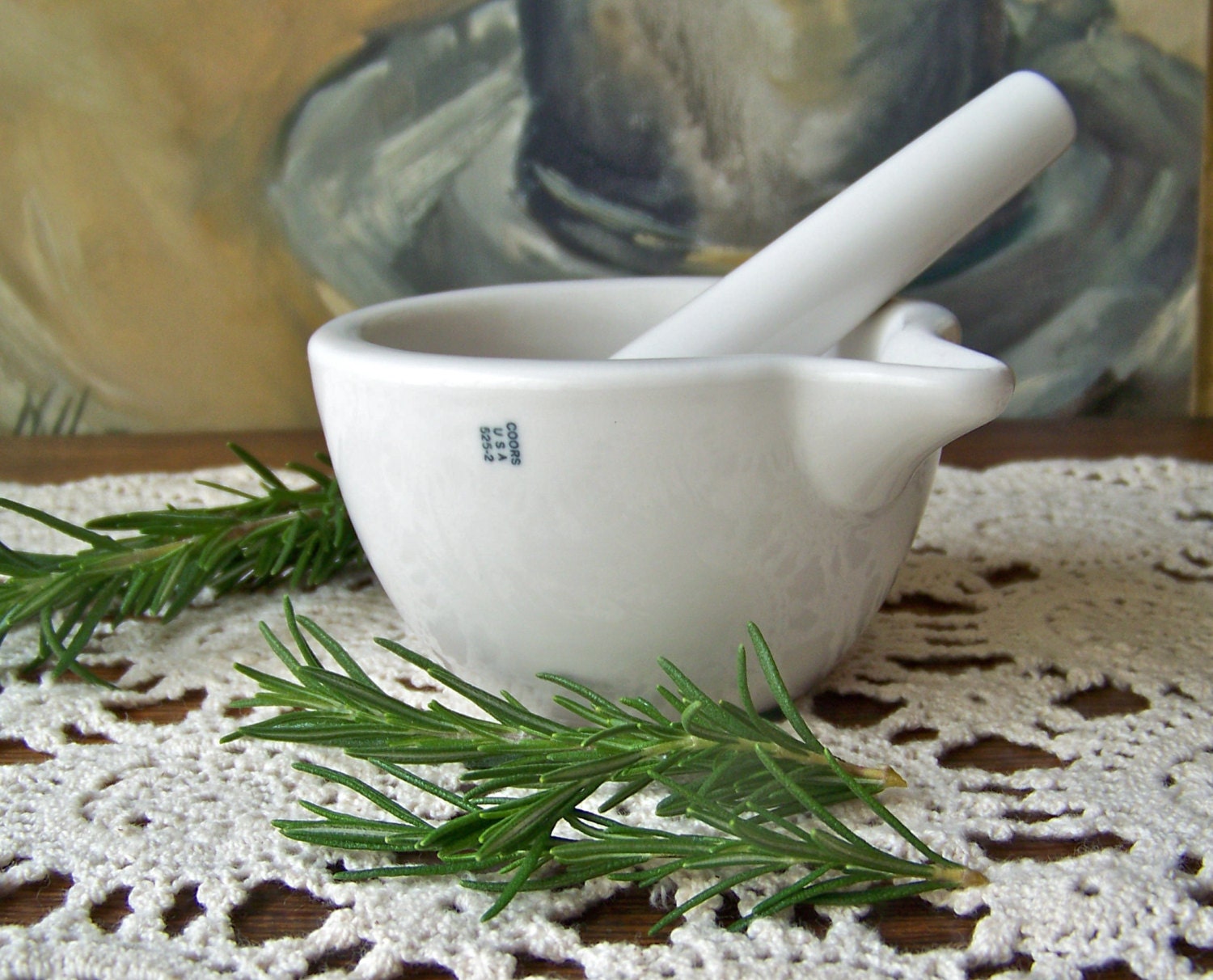 Vintage Mortar and Pestle Porcelain