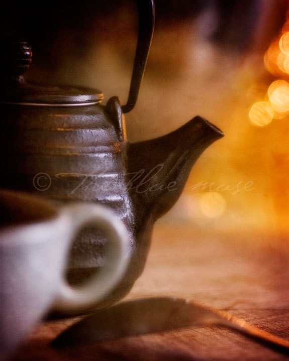 fine art photography - 8x10 photo - wall art - kitchen decor - bokeh - wall decor - texture - tea party for one