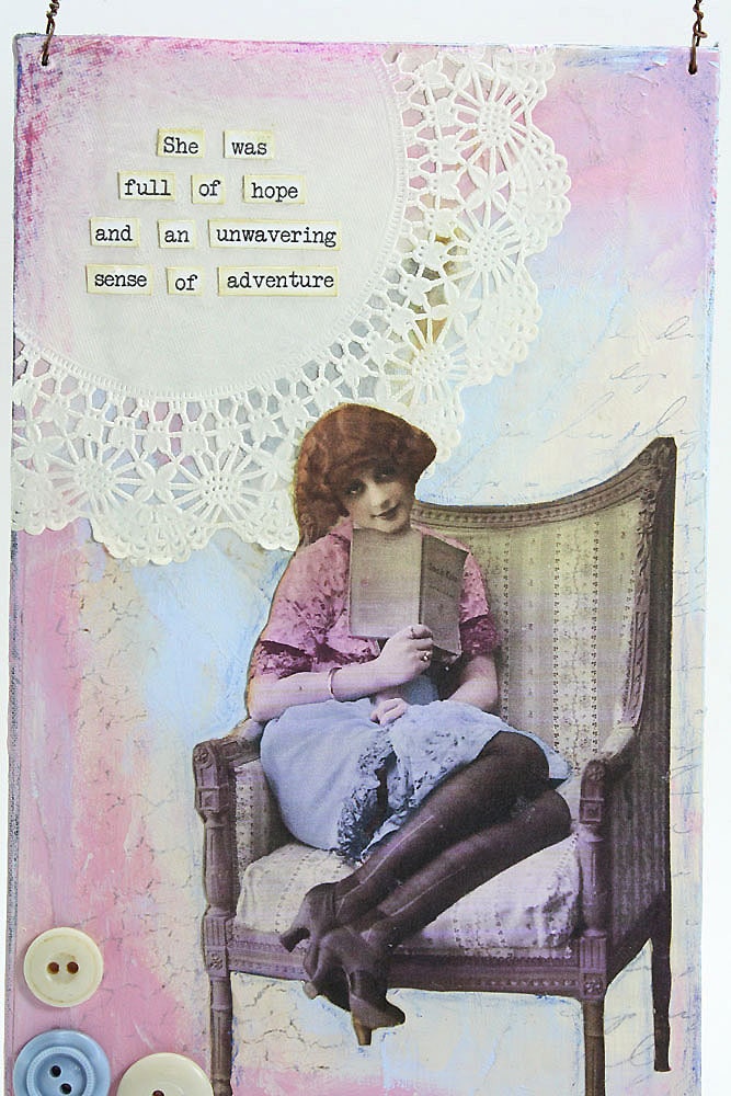 Mixed Media Collage - She Lived in Her Books