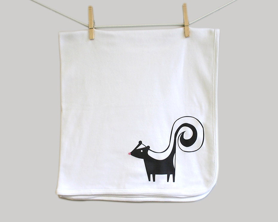 Baby blanket, skunk. Super soft 100% cotton.