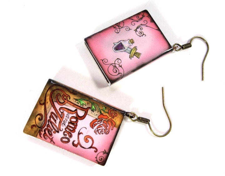 Romeo and Juliet Shakespeare Miniature Book Earrings