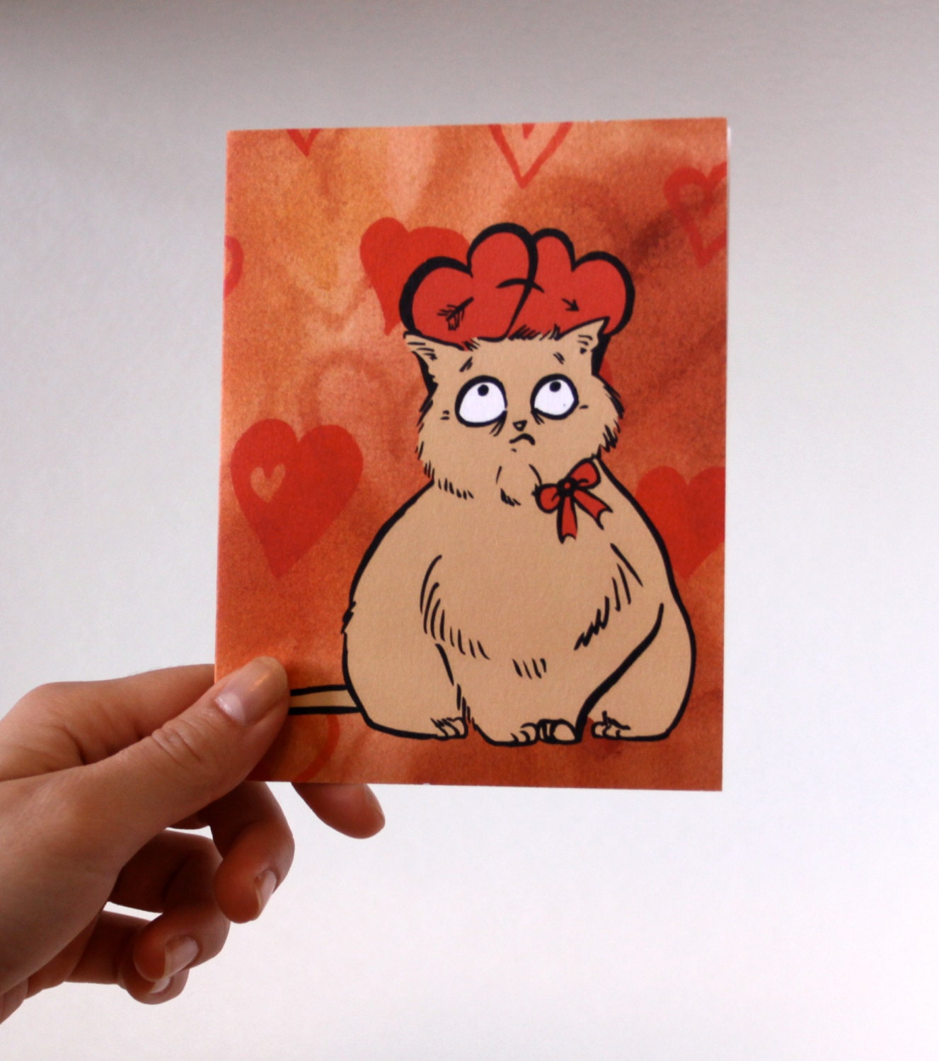 Funny Valentines Cat with Hat Card