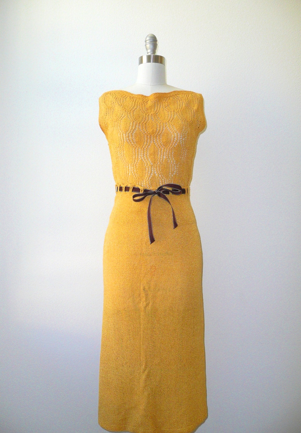 vintage 1930s Knit Dress // 1930s Goldenrod Knit Sweater Dress Set