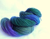 Wool Sock Yarn 100g, hand dyed, machine washable, BFL, fingering yarn, blue, green, purple, teal