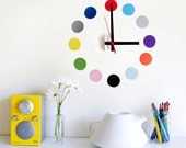 Restickable wall clock. 'dots' design - custom colours