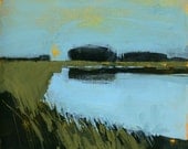 Acrylic semi-abstract landscape painting - Still waters