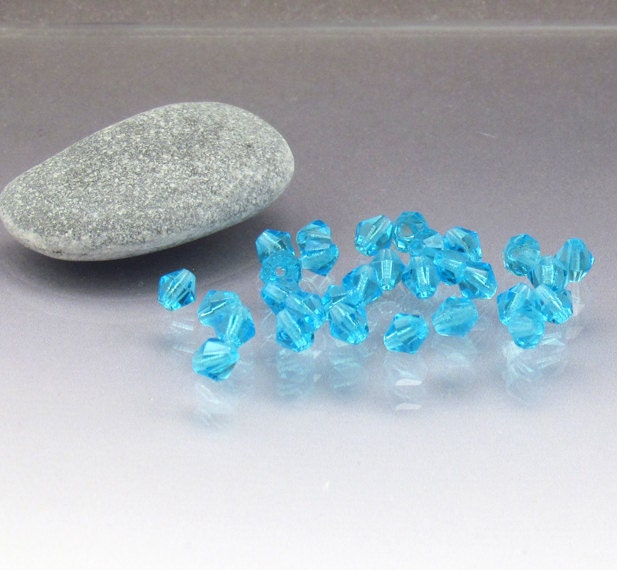 Aqua faceted crystals czech beads destash