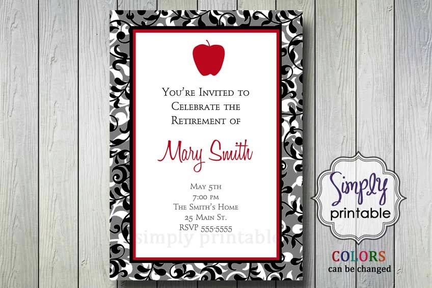 Teacher Retirement Party Invitation with Apple Il_170x135