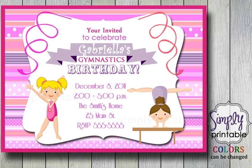 Gymnastics Birthday Invitation Il_570xn