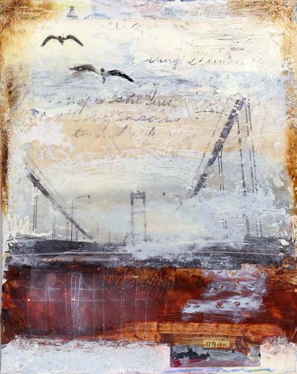 Original Encaustic Art- "Journal Entry 12 (we're almost there)"  Encaustic Mixed Media Painting by Angela Petsis