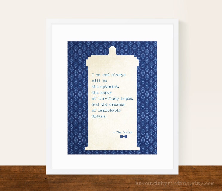 Doctor Who Quote 8x10 Tardis Print - Inspirational Blue Art Print