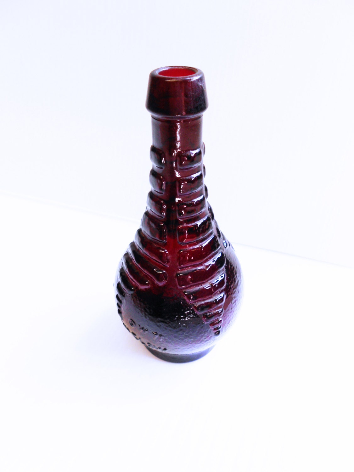 Vintage 1971 red glass bottle Wheaton glass Ball and Claw Bitters Patent medicine
