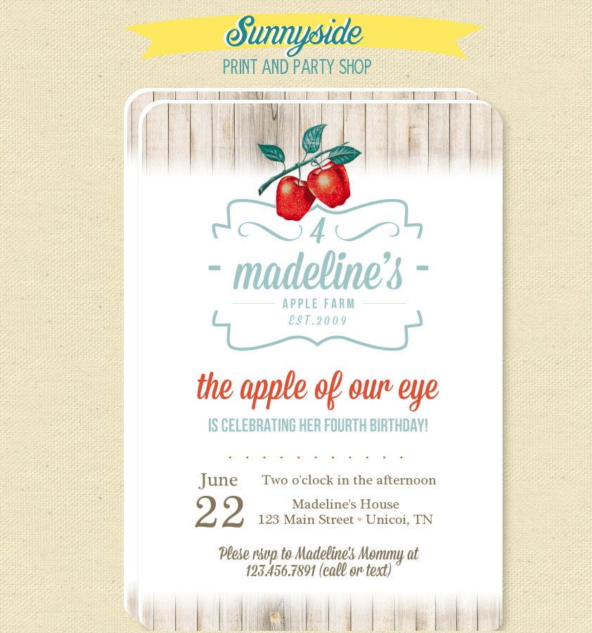 Apple Farm - Apple of my Eye Birthday Invitation - Printable Il_170x135