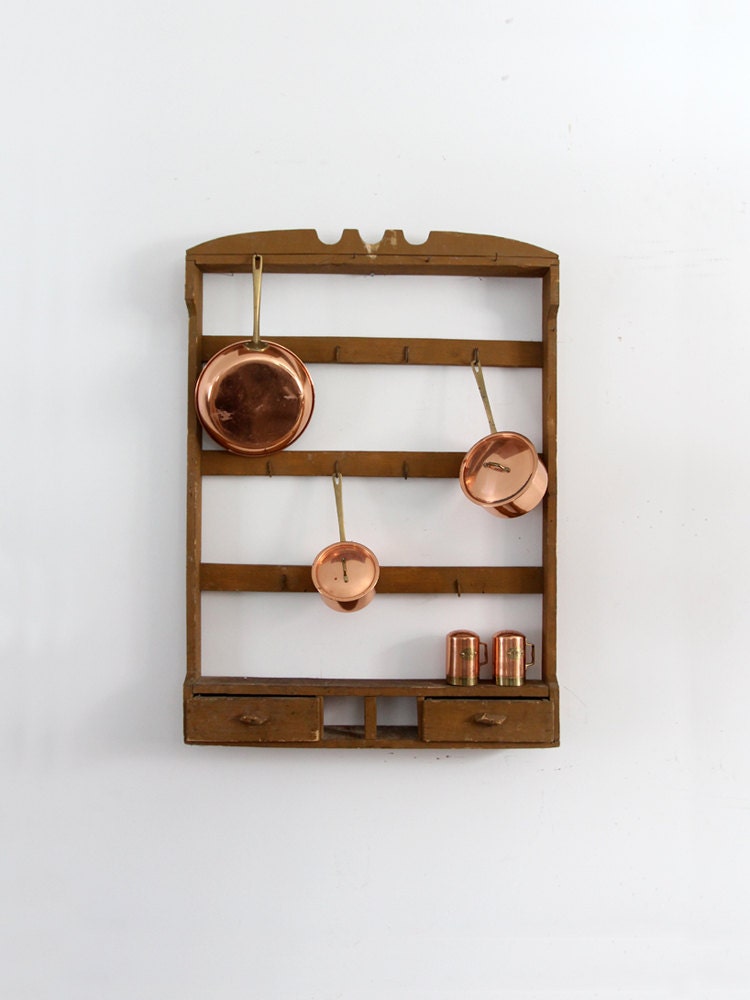 Antique Kitchen Rack / Primitive Wood Shelf