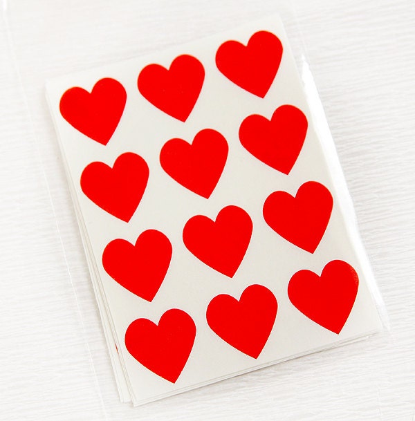 156 Heart Label Stickers- RED