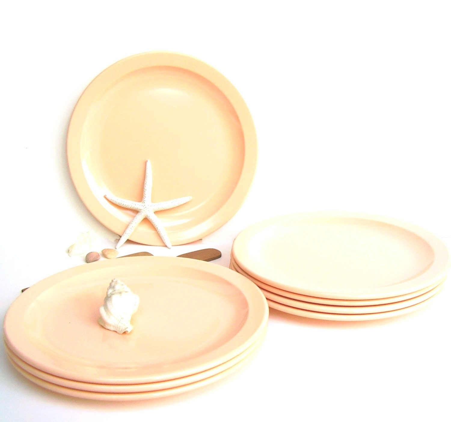 Vintage Melmac Plates 10 in Peach Texasware 1950 Melamine