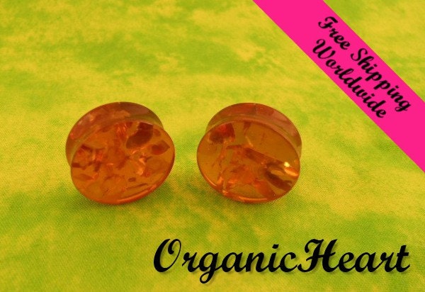 10 DOLLAR SALE Amber Ear Plugs 7/8" (22mm) Organic Handmade Hand Carved Stone Body Jewelry Piercing Earrings 7/8 Inch