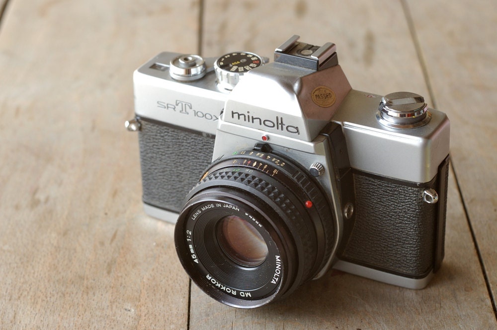 Reserved for Adrian Wojtas.  Fully tested Minolta SRT 100X vintage SLR 35mm camera with Rokkor 45mm lens - good working condition