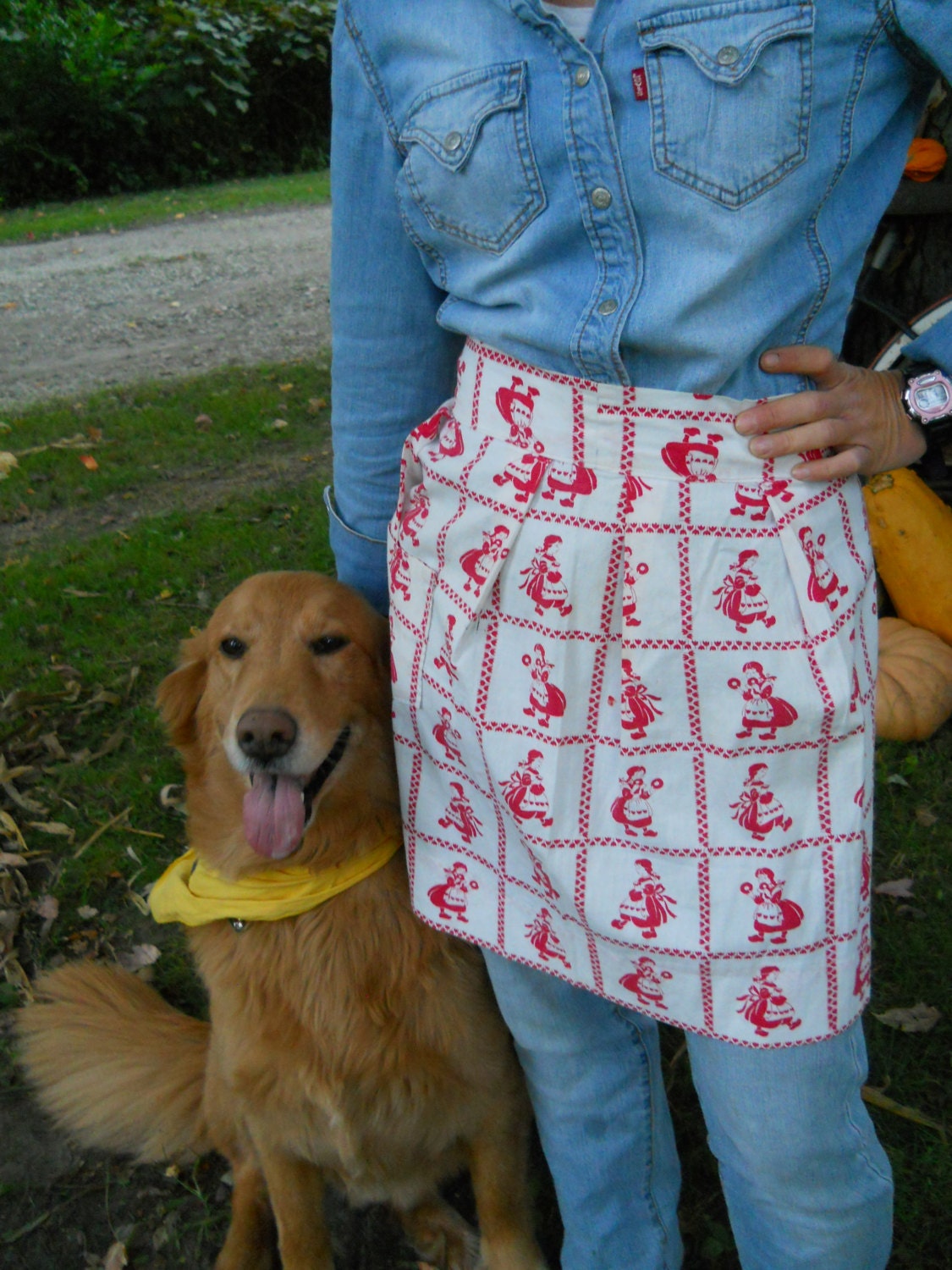 Vintage Red and White Dutch Girl Apron