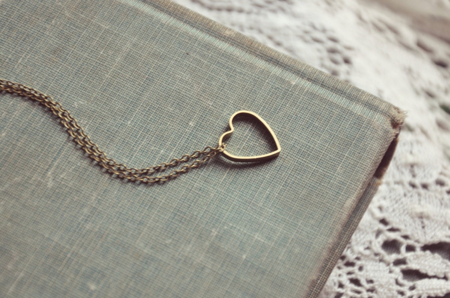 hollow brass heart necklace.