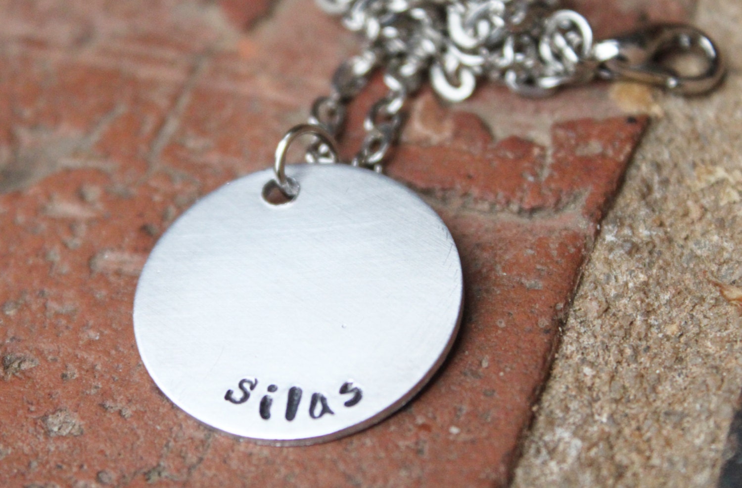 Hand Stamped Jewelry-  Simple Single disc- Hand  Stamped Mama Necklace- Simple Design-
