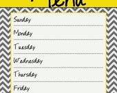 Kitchen Menu Board Printable Gray Grey and Yellow Chevron Instant Download 8x10 / 16x20 Digital JPEG