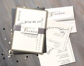 Black & White - Modern Wedding Invitation, Ivory, Gray, Gold, Traditional - Purchase to Start the Ordering Process
