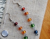 Rainbow Glass Beaded Silver Earrings Fun Colorful Jewelry