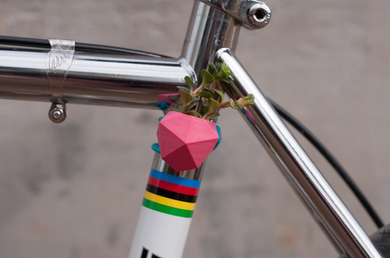 Geometric Bike Planter, in Pink: Wearable Planter