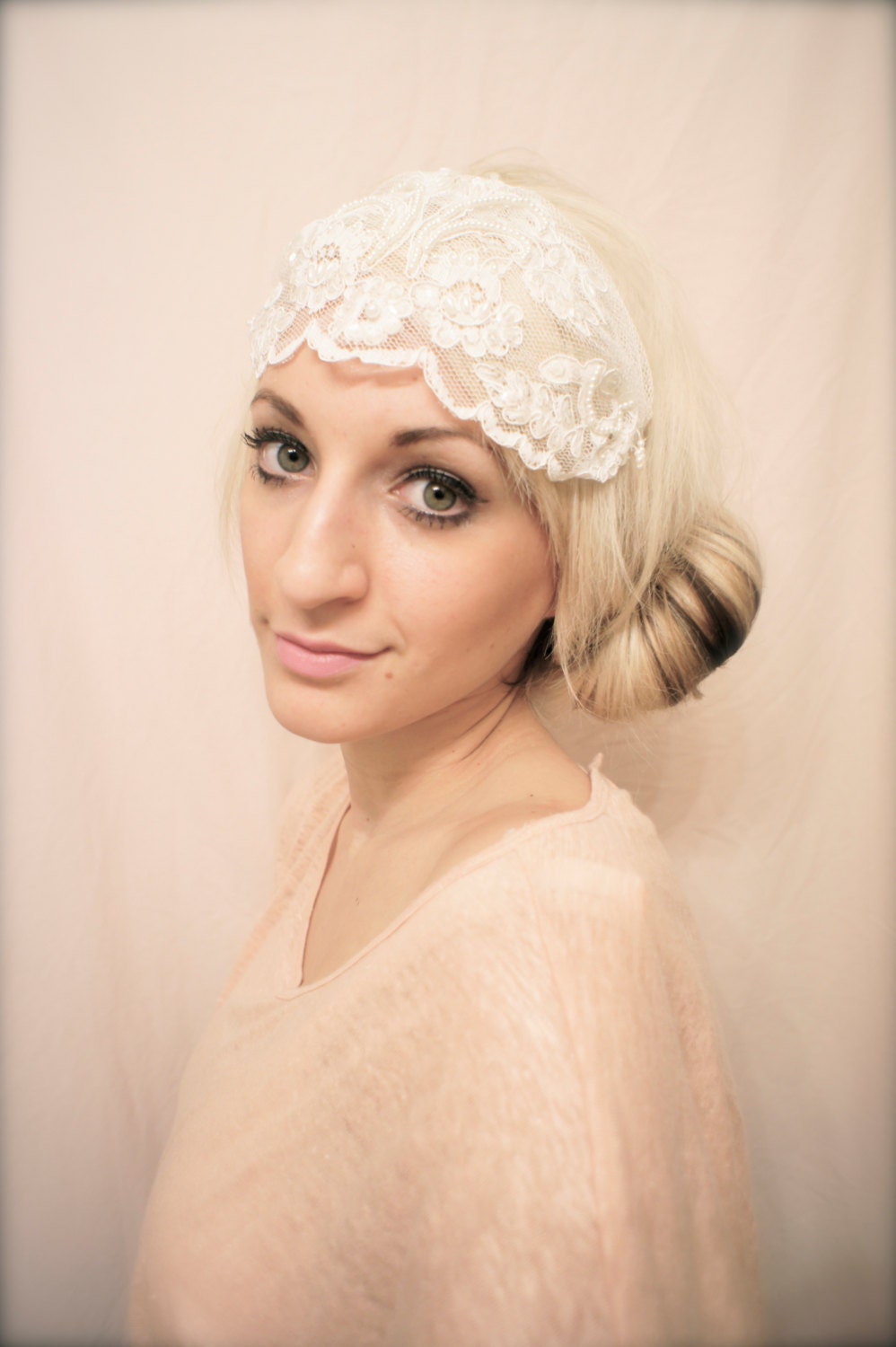 Fiora Bridal Occasion Tulle Beaded Bandeau Headpiece