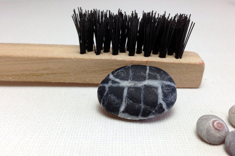 ZEN - brooch... natural organic beach stone ..ecofriendly jewelry from sea pebbles... fantastic  geometric grain on a smooth sea rock