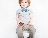Knitted Boys' Bow Tie with Cotton Strap: 3 colours available