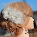 Ivory Chiffon Birdcage Veil -Ivory Wedding Fascinator-Wedding Head Piece