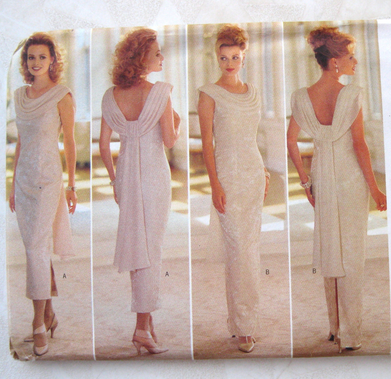 1990s Evening Dress Pattern Butterick 4315 Bust 30 31 32 Misses Size 6 8 10 Jessica Howard, Back Waterfall Drape UNCUT FF