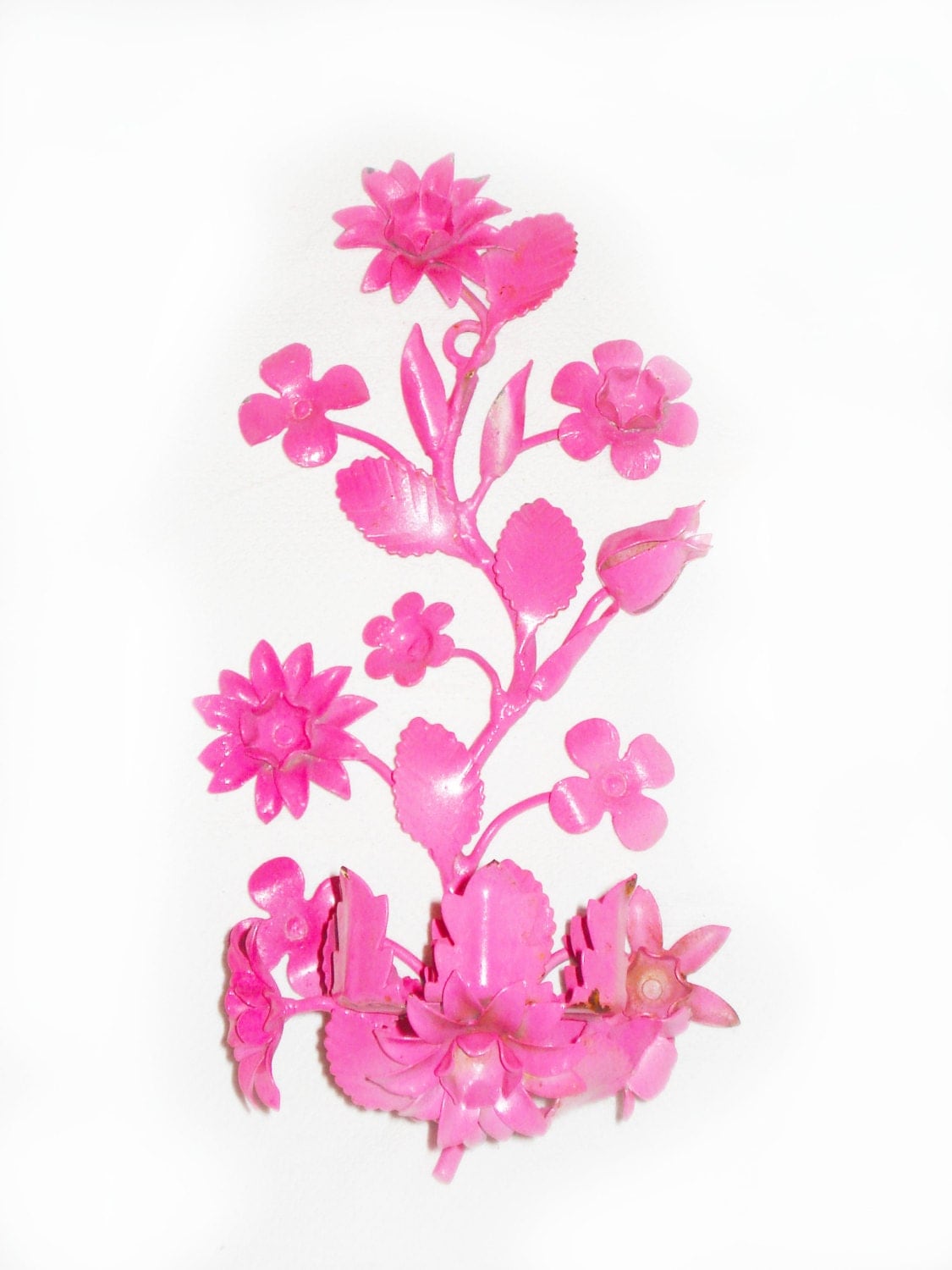 Vintage floral wall sconce hot pink sconce candle by RococoDecor