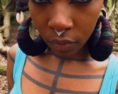 Never Never Land - Hand Dyed Organic Hemp Manakees for stretched ears - Eco Ethnic Earrings