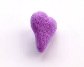 Lavender Felt Heart Brooch - Needle Felted Pastel Purple Valentine Heart Brooch