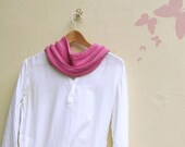 Pink infinity scarf - Knitted vegan cowl silky veg protein - Ribbed accent femenine