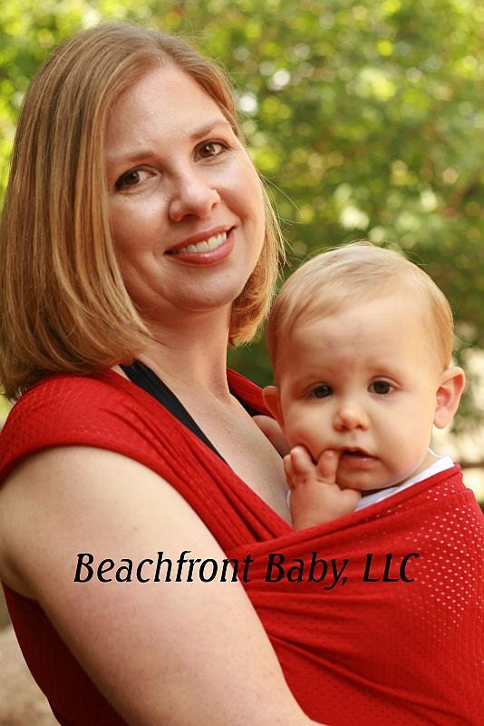 Beachfront Baby Wrap Carrier- water babywearing at the beach, pool, water park or in the shower- TROPICAL PUNCH Red