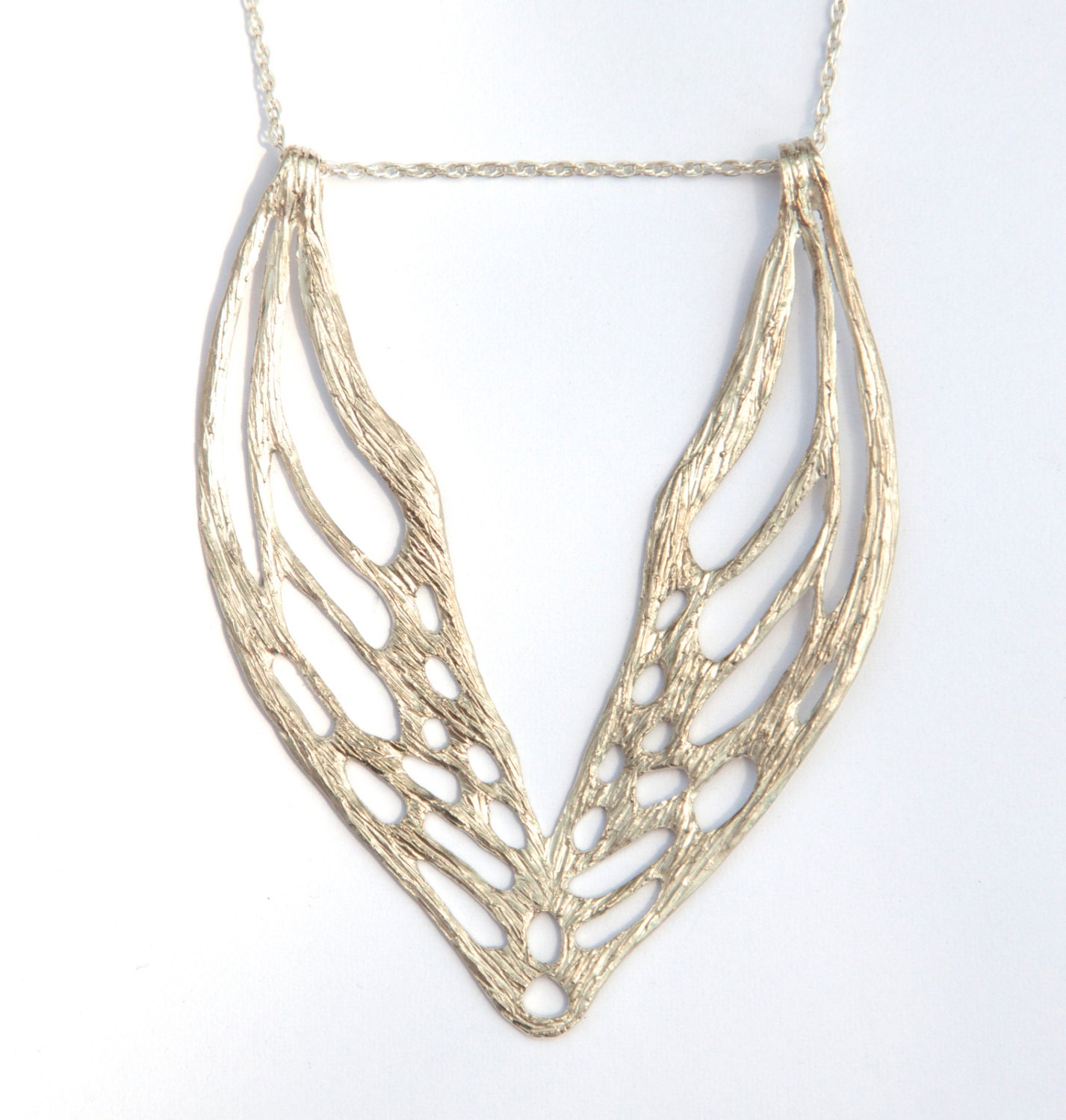 Demeter Plunging Wing Necklace - Recycled Sterling Silver