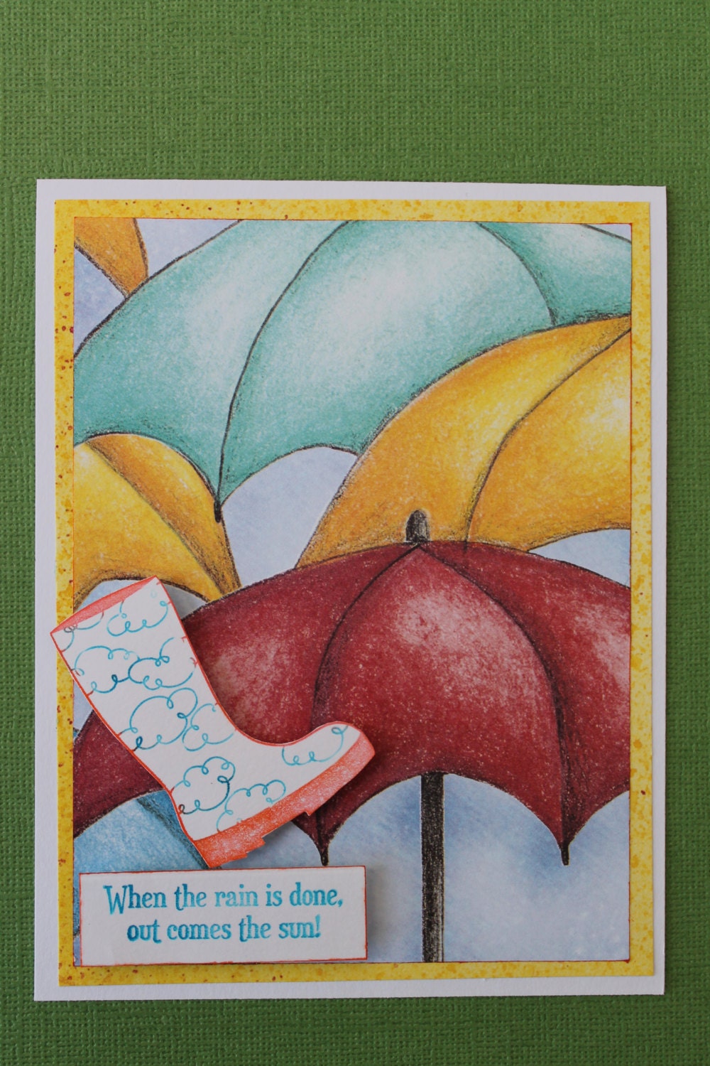 Thinking of You, Encouragement, Inspirational, Handmade, Handstamped