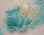 Girls Baby Aqua Flower Headband Flower Lace Hair Accessories